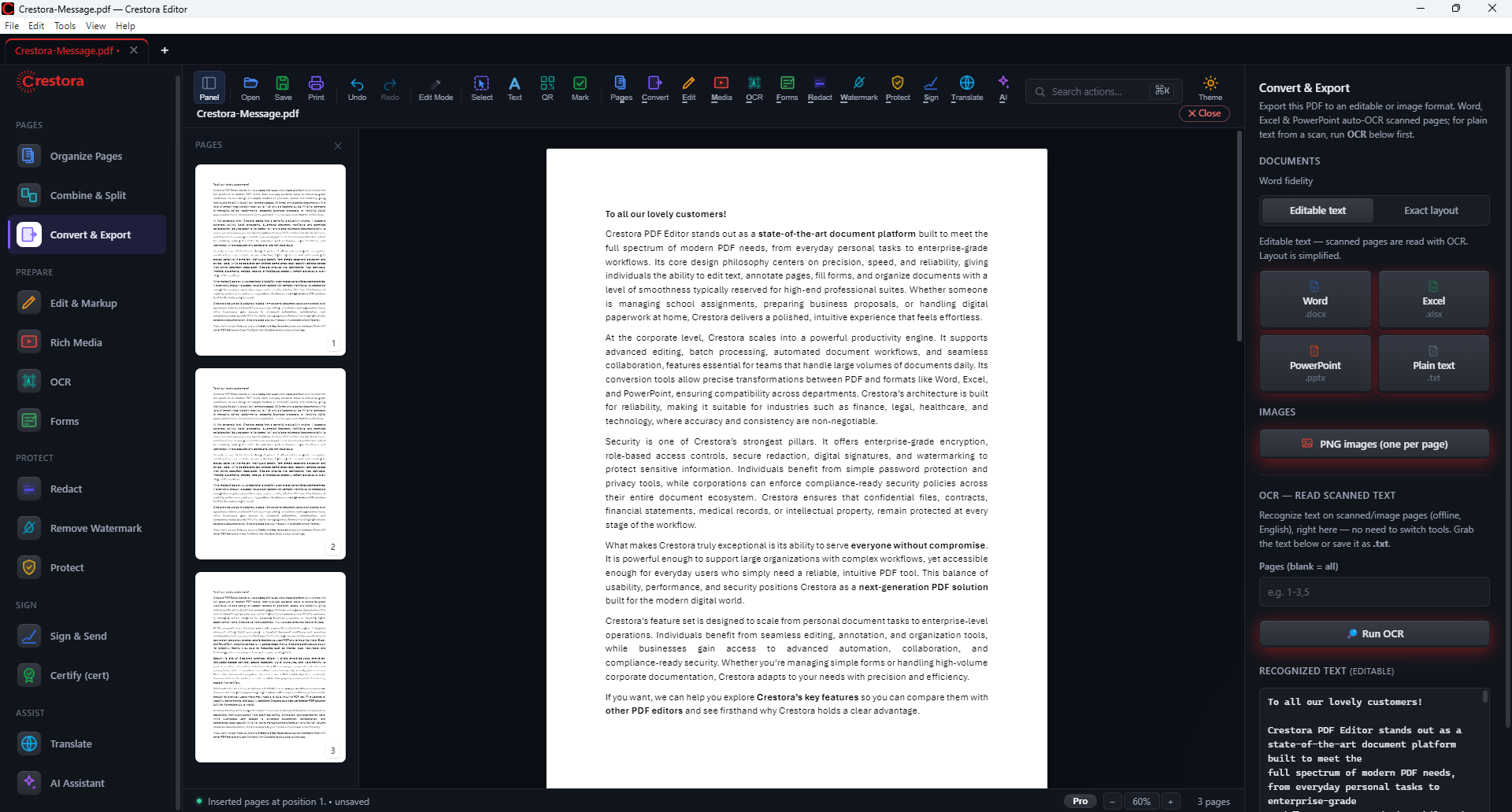 Convert and Export